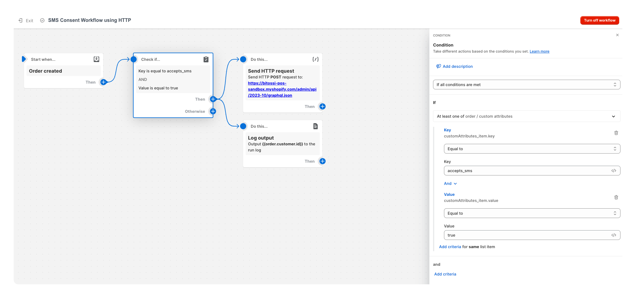 Shopify Flow for checking sms marketing consent condition