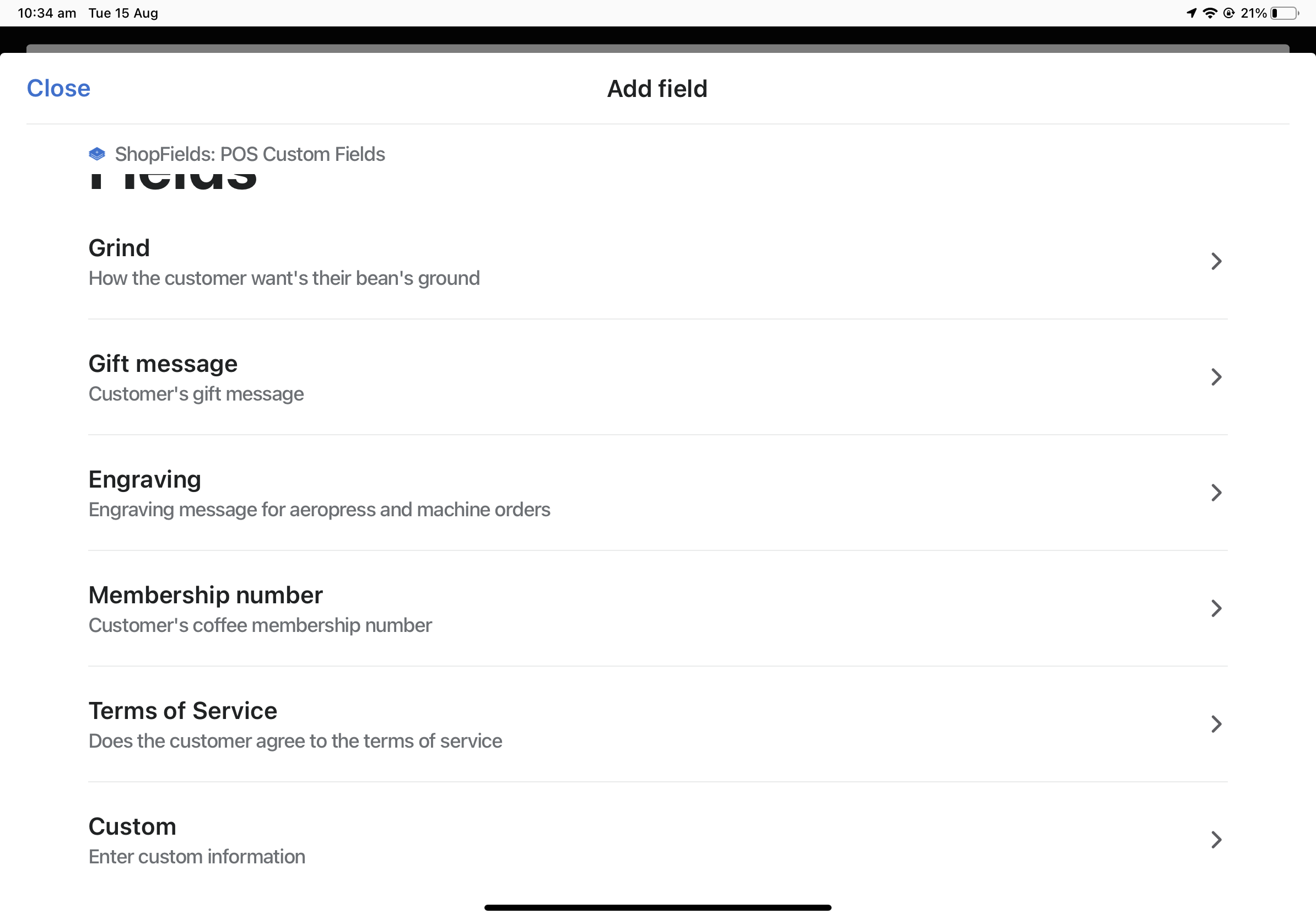 applying the terms of service consent field to shopify pos order