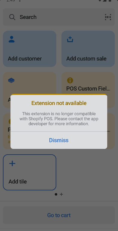 error loading extension in Shopify POS example image