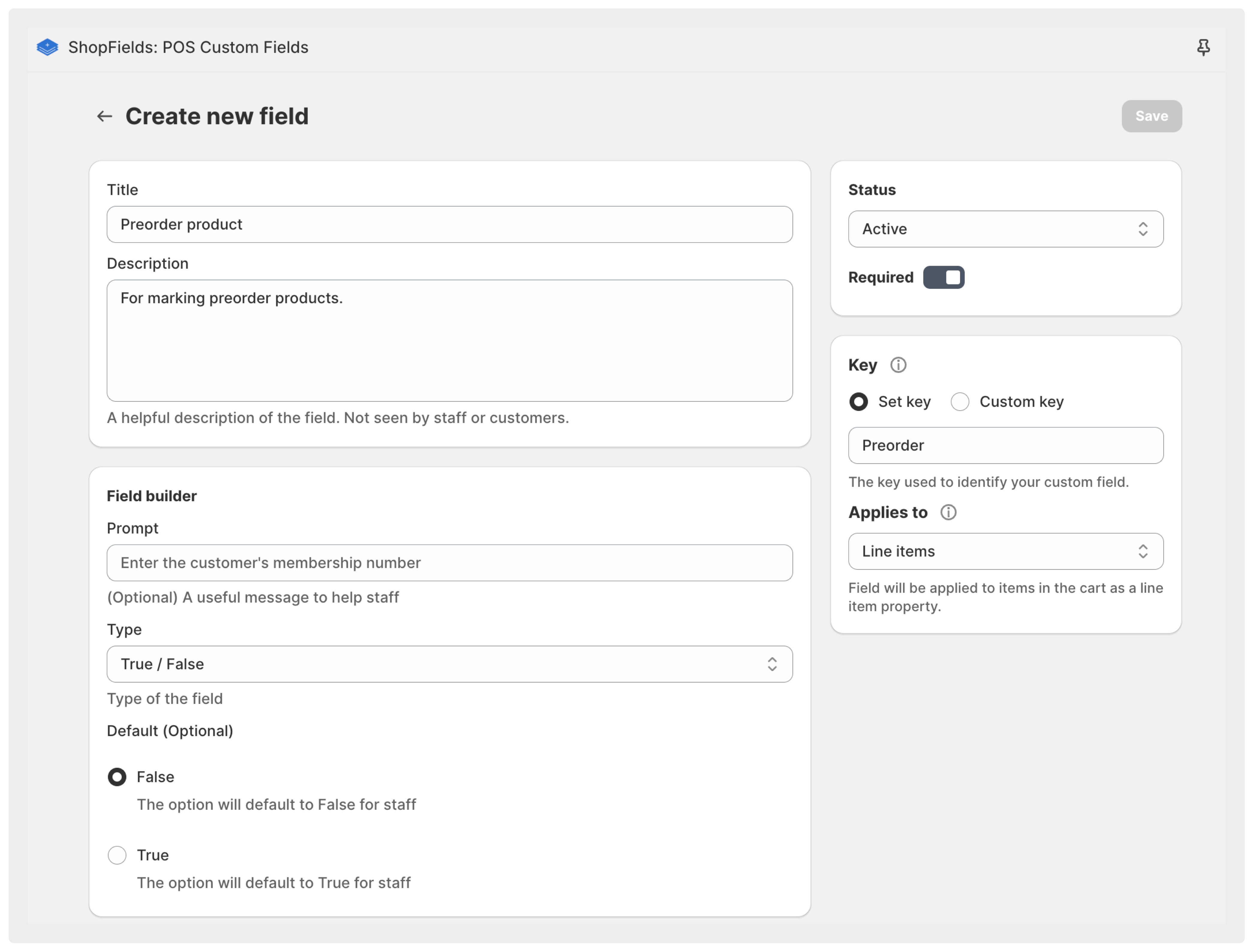 required field example